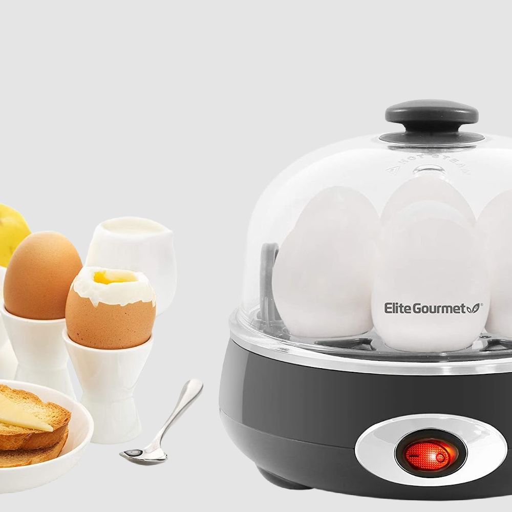 Elite Gourmet 14-Egg Cooker 2-Tier Egg Cooker/Steamer Blue with