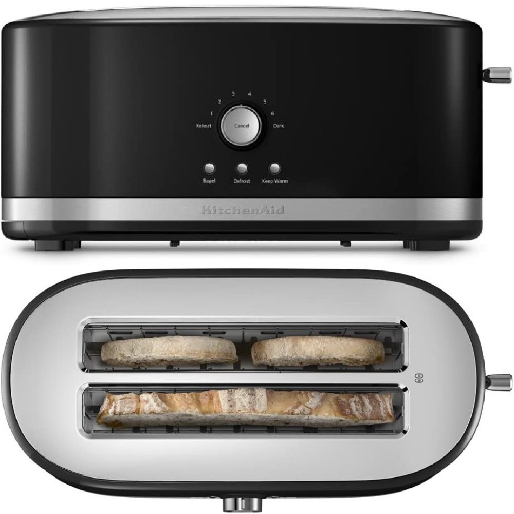 Toaster - Slim long-slot toaster with glass or aluminium front