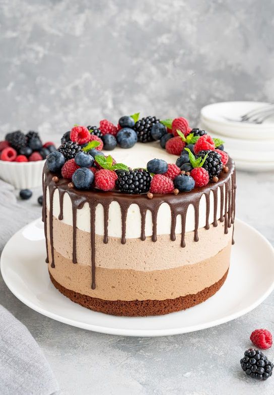 Indulge In This Triple Chocolate Mousse Cake With Multi Layers